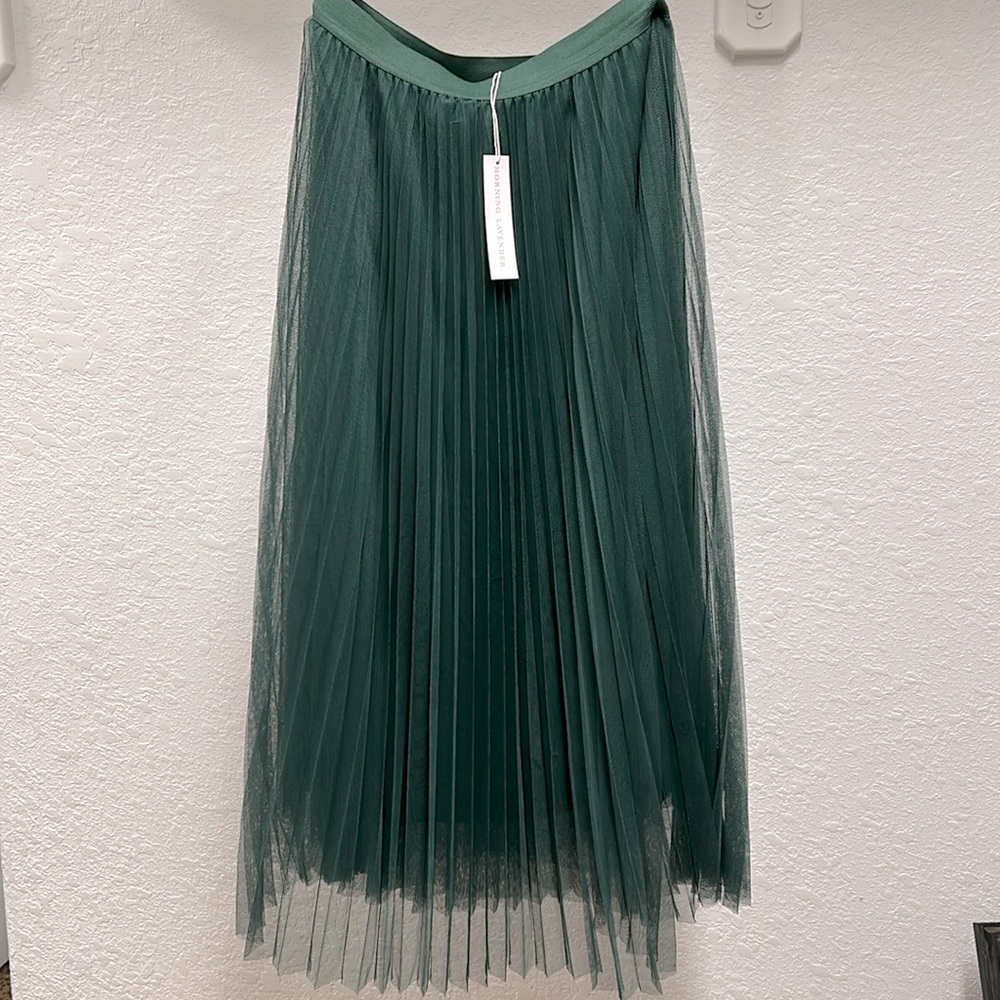 COPY - Morning Lavender Hunter Green Skirt Pleated Tulle Skirt Size M